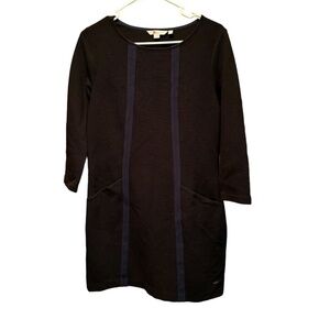 Boden Anita Ottoman Tunic Dress in Black with Navy Pockets Size 8R